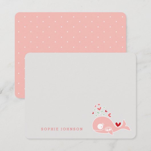 Roze zwangere mama walvis met tweeling Baby shower Bedankkaart (Voorkant / Achterkant)