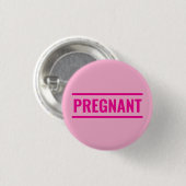Roze zwangere ronde button 3,2 cm (Voorkant /achterkant)