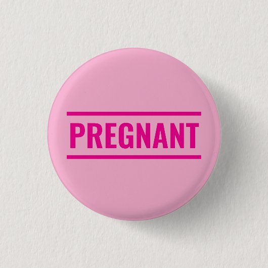 Roze zwangere ronde button 3,2 cm (Voorkant)