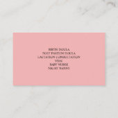 Roze | Zwangere vrouw in de provincie Doula Visitekaartje (Achterkant)