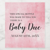 Roze Zwangerschap Aankondiging Wijnenlabel Wijn Etiket (Enkel label)