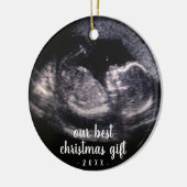 Roze Zwangerschap Ultrasound kerstfoto Keramisch Ornament (Links)