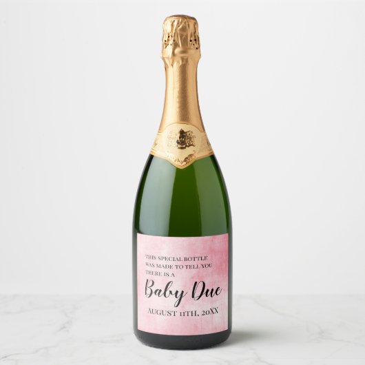 Roze Zwangerschaps Aankondiging Mousserende Wijn L Sparkling Wijnetiket (Voorkant)
