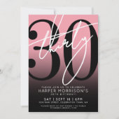 Roze Zwart 30e verjaardag Uitnodiging (Voorkant)