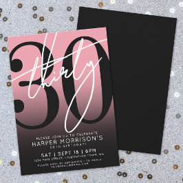 Roze Zwart 30e verjaardag Uitnodiging