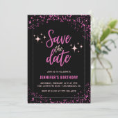 Roze Zwart 38e verjaardagsuitnodiging Save the dat Kaart (Staand voorkant)