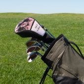 Roze Zwart 3D Bloemen Monogram Golfheadcover (Insitu)