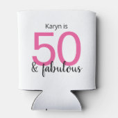 Roze zwart 50 en fantastische 50e verjaardag blikjeskoeler (Achterkant)