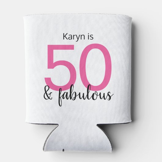 Roze zwart 50 en fantastische 50e verjaardag blikjeskoeler (Achterkant)