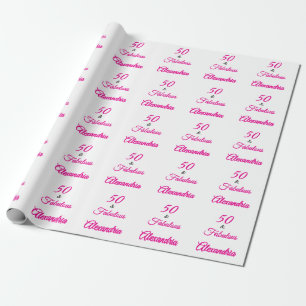 Roze Zwart 50 & Fabulous 50e Verjaardag Cadeaupapier
