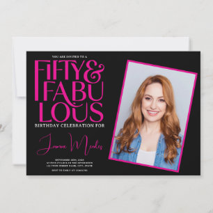 Roze Zwart 50 & Fabulous Elegante Strepen Verjaard Kaart