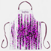 Roze Zwart Abstract Golfpatronen Witte Monogrammen Schort (Voorkant)