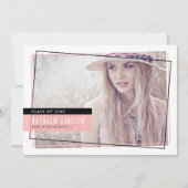 Roze & Zwart Abstract Lijst Foto Afstuderen Kaart (Voorkant)