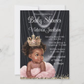 Roze Zwart Afrikaans Prinses Baby shower Kaart (Voorkant)
