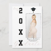 Roze & Zwart Afstuderen foto aankondiging (Voorkant)