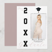 Roze & Zwart Afstuderen foto aankondiging (Voorkant / Achterkant)