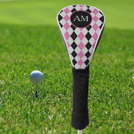 Roze zwart Argyle-logo Golfheadcover
