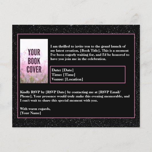 Roze & Zwart Auteur Boek Lancering Handtekening Ui Flyer (Achterkant)