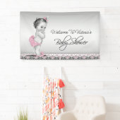 Roze Zwart  Baby Meisje Baby shower Spandoek (Insitu)
