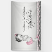 Roze Zwart  Baby Meisje Baby shower Spandoek (Verticaal)