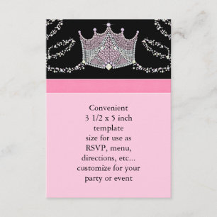 Roze Zwart Baby Meisje Prinses Baby Shower RSVP Kaartje
