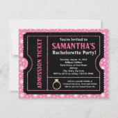 Roze/ Zwart Bachelorette Party Ticket Uitnodiging (Voorkant)