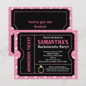 Roze/ Zwart Bachelorette Party Ticket Uitnodiging (Voorkant / Achterkant)