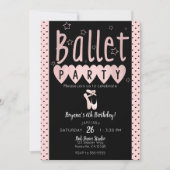 Roze & Zwart Ballet Ballerina Chic Verjaardagsfees Kaart (Voorkant)