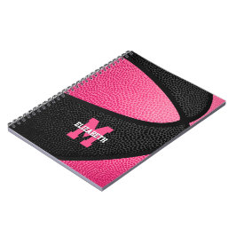 roze zwart basketbal meisjes monogram notitieboek