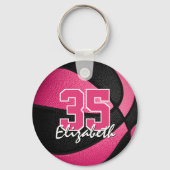 Roze Zwart Basketbal Sport Team Jersey Nummer Sleutelhanger (Voorkant)