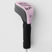 Roze zwart Beste oma door par Typografie Custom Golfheadcover (Schuin)