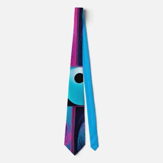 Roze Zwart Blauw Geometrisch Stropdas (Voorkant)