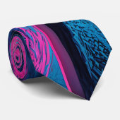 Roze Zwart Blauw Geometrisch Stropdas (Opgerold)