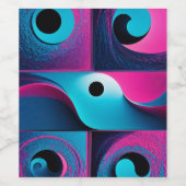 Roze Zwart Blauw Geometrisch Wijn Etiket (Enkel label)