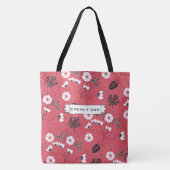 Roze zwart Blauwgroen wit flessenpatroon Tote Bag (Voorkant)