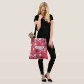 Roze zwart Blauwgroen wit flessenpatroon Tote Bag (Op model)