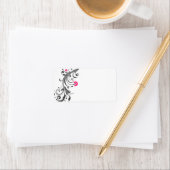 Roze Zwart Bloemen Bruiloft Blank Adres Label (Insitu)