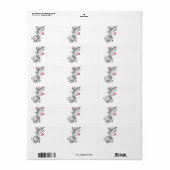 Roze Zwart Bloemen Bruiloft Blank Adres Label (Full Sheet)