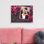 Roze Zwart Bloemen Bruiloft Fotosjabloon Canvas (Insitu (Woonkamer))
