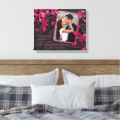 Roze Zwart Bloemen Bruiloft Fotosjabloon Canvas (Insitu (Slaapkamer))