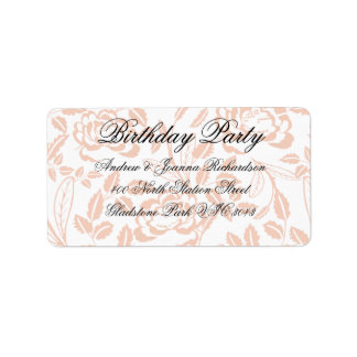 Roze & Zwart Bloemen Damask Adreslabel Etiket