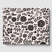 Roze | Zwart Bloemmotief Bruiloft Gastenboek (Achterkant)