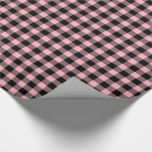 Roze Zwart Buffalo Plaid Tartan Cadeaupapier (Hoek)