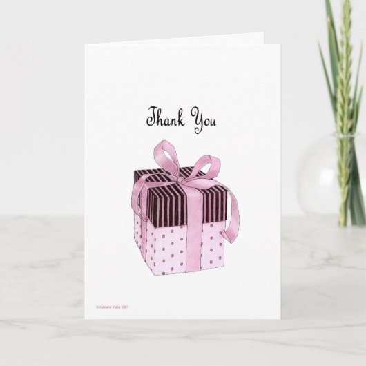 Roze & Zwart Cadeau Bedankt Card (Voorkant)