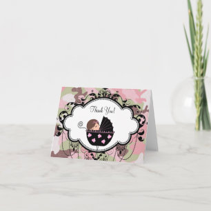 Roze Zwart Camouflage Baby Bedankt Kaarten