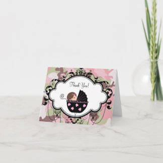 Roze Zwart Camouflage Baby Bedankt Kaarten
