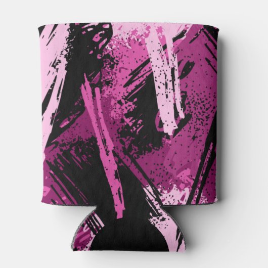 Roze Zwart Camouflage Blikjeskoeler (Achterkant)