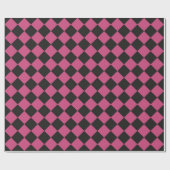 Roze Zwart Checker Diamant Patroon Cadeaupapier (Vlak)