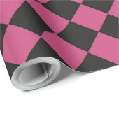 Roze Zwart Checker Diamant Patroon Cadeaupapier (Rol Hoek)