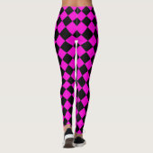 Roze Zwart Checker Diamant Patroon Leggings (Achterkant)